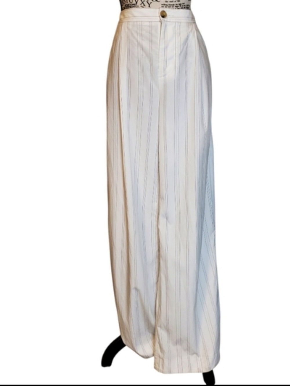Vince Striped Pleated Wide Leg Trousers Women’s Size 10 White Beige Lightweight - Picture 10 of 10
